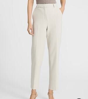 Express Editor Super High Waist Ankle Pant – Warm Ivory NWT